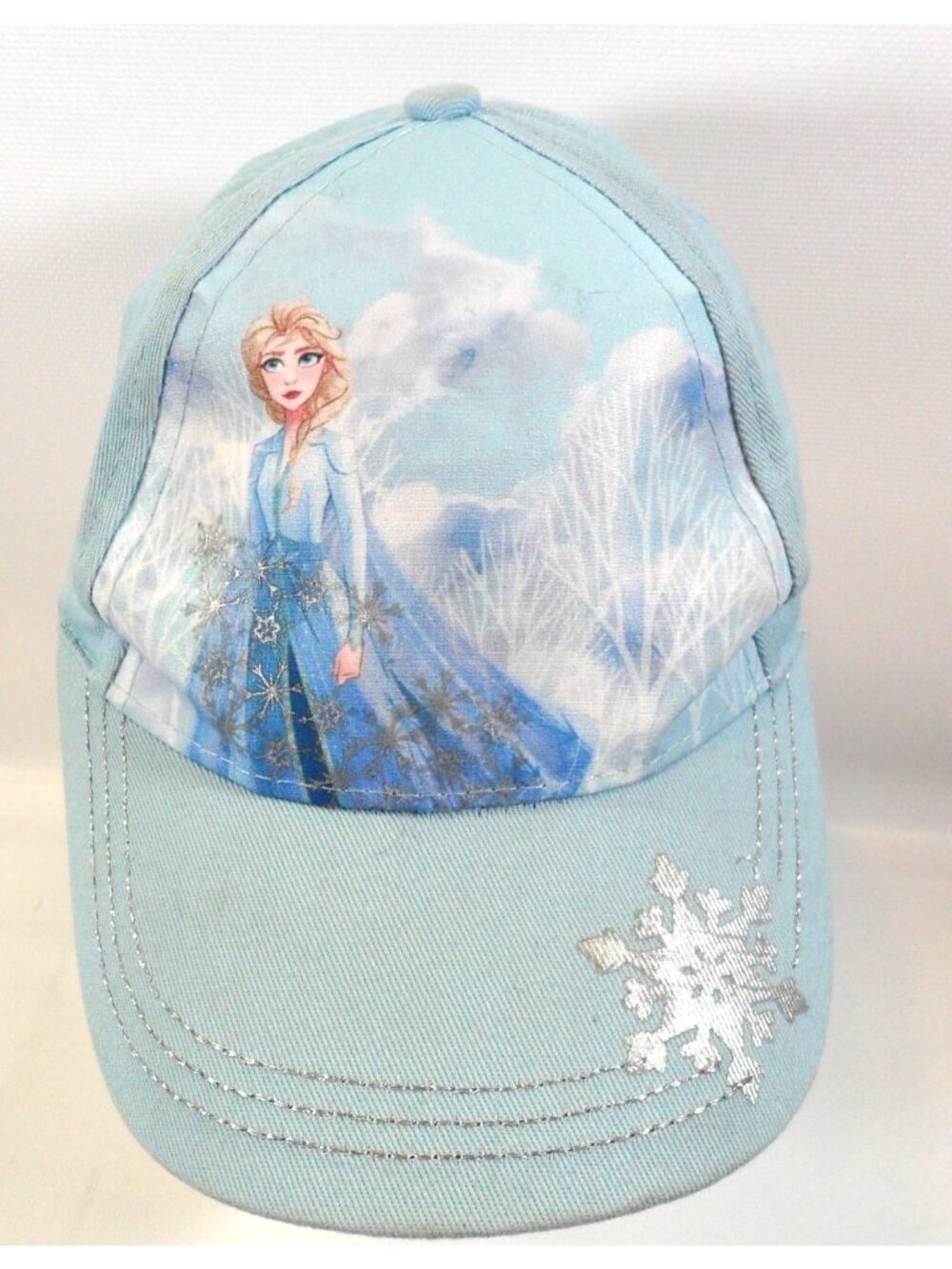 Walt Disney Frozen Baseball Cap Silver Blue Metallic Hat Child Youth‎ One Size